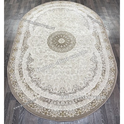 Турецкий Овальный Ковер Для Гостиной Арт 129 Бежево-Коричневый