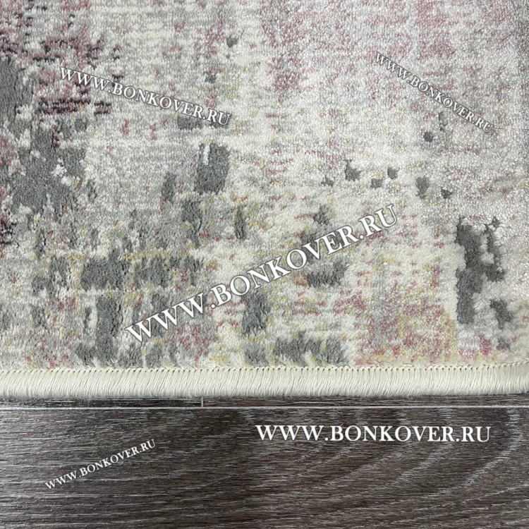 Современный Ковер из АртШелка Бледнорозовый с Серым 04
