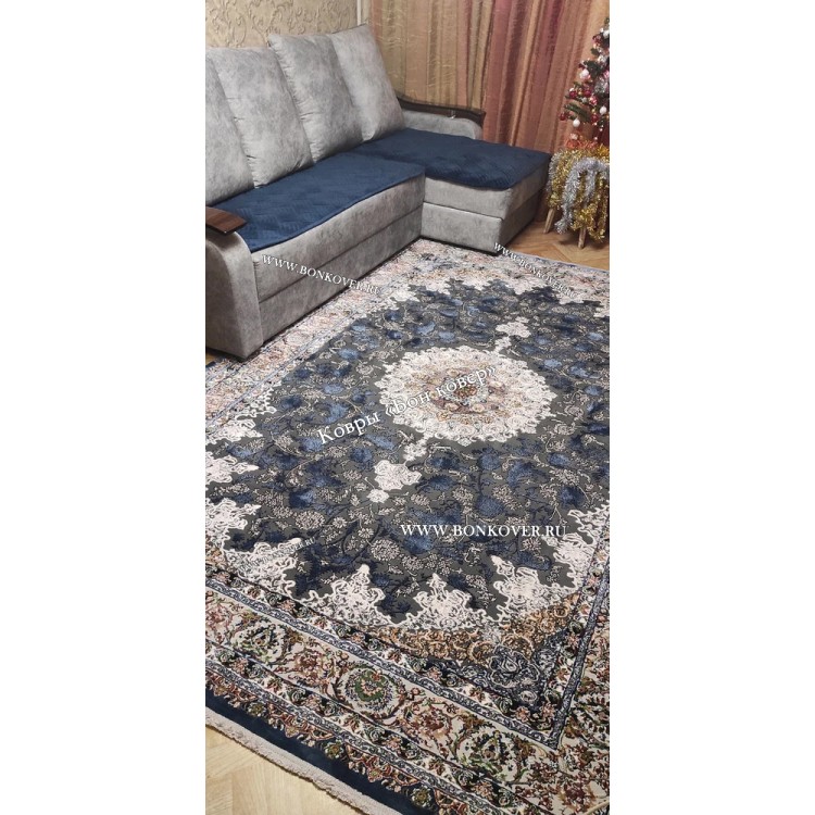 Турецкий Ковер Для Медальон Дизайн 30573 Синий