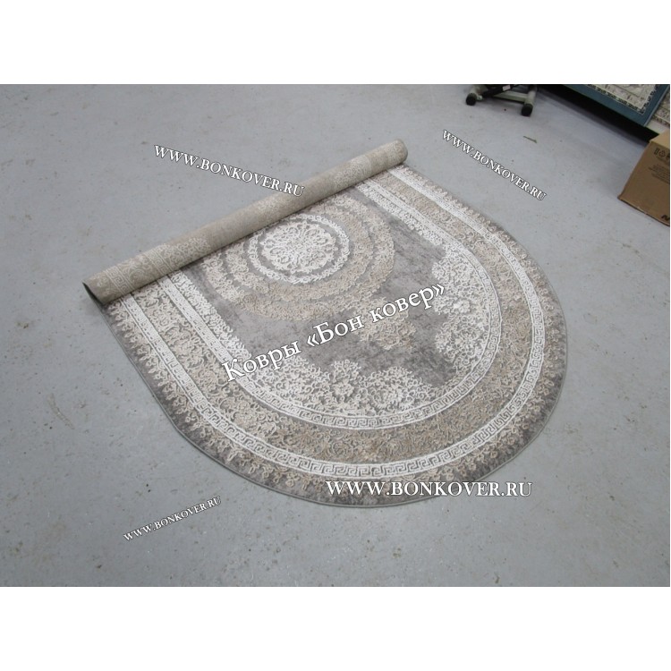 Классический ковер дизайн 93 Коричневый с серым овал